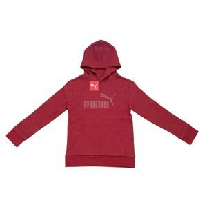 Puma Kids Red Hoodie Vibe Check Cotton Waffle Hoodie Intense Rouge Red Med 10/12
